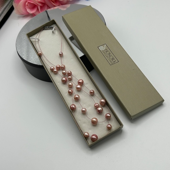 Honora Pink Cultured Pearl Illusion Necklace – Multi-Strand Elegant Design - Picture 5 of 5